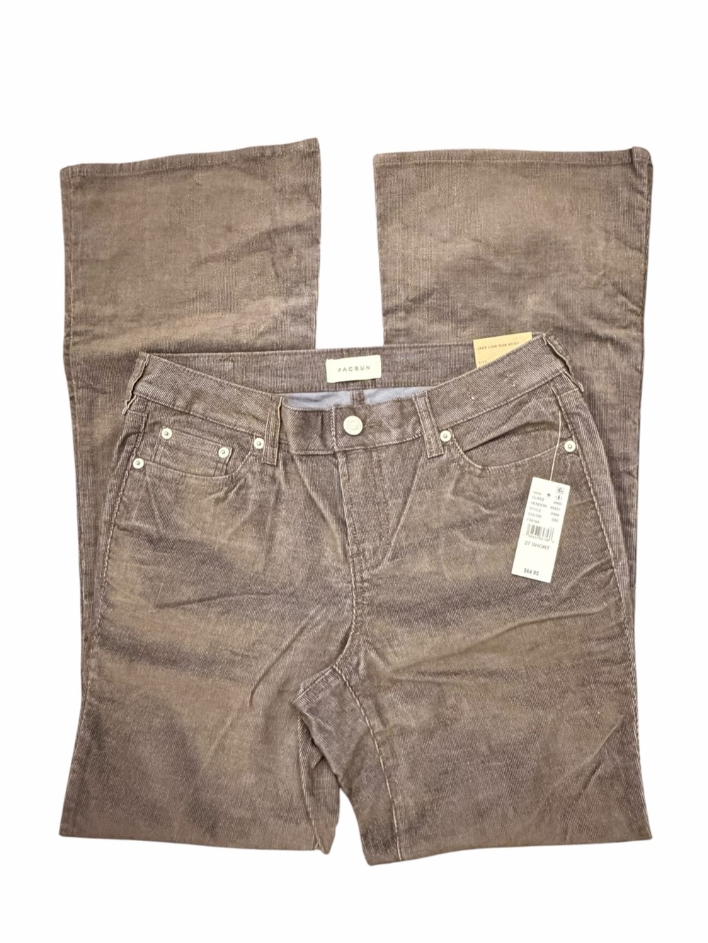 PacSun Jade Low Rise Bootcut Corduroy Pants Brown Size 27S NEW Stretch Classic